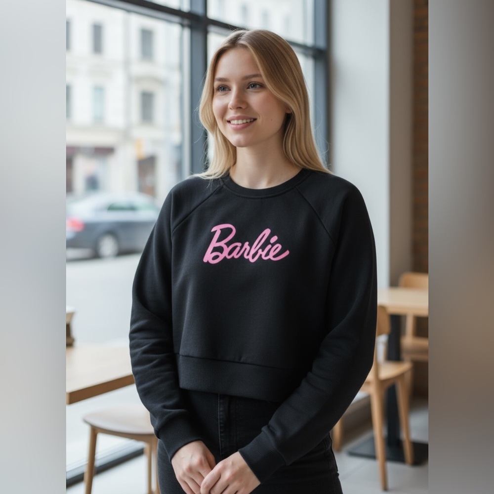 Large- Cropped- Sweatshirt- Black Sale